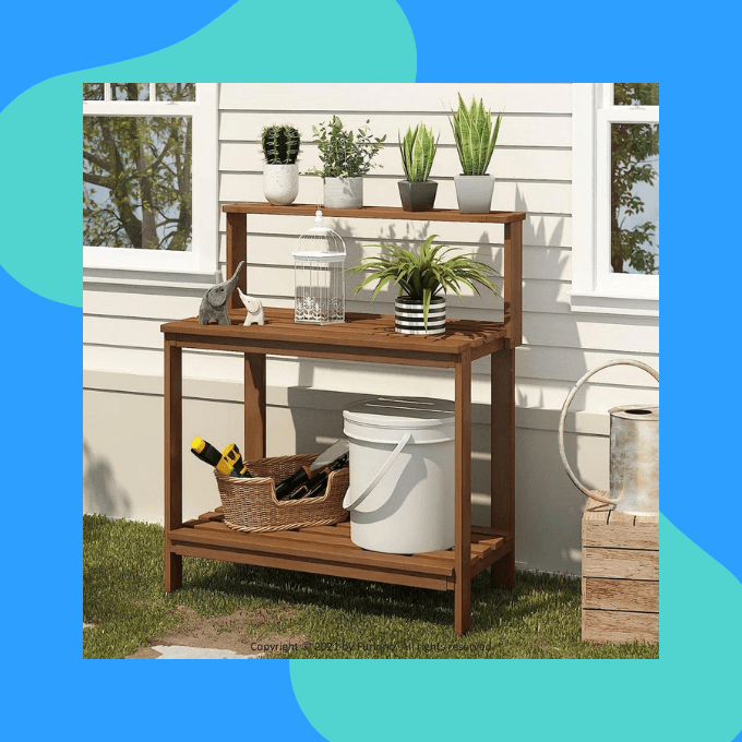Wood potting bench