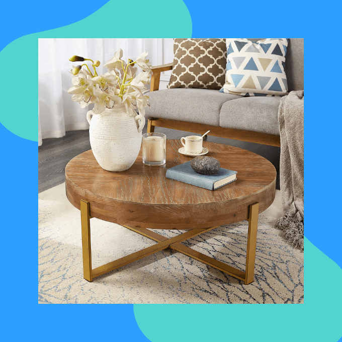 Round farmhouse style coffee table