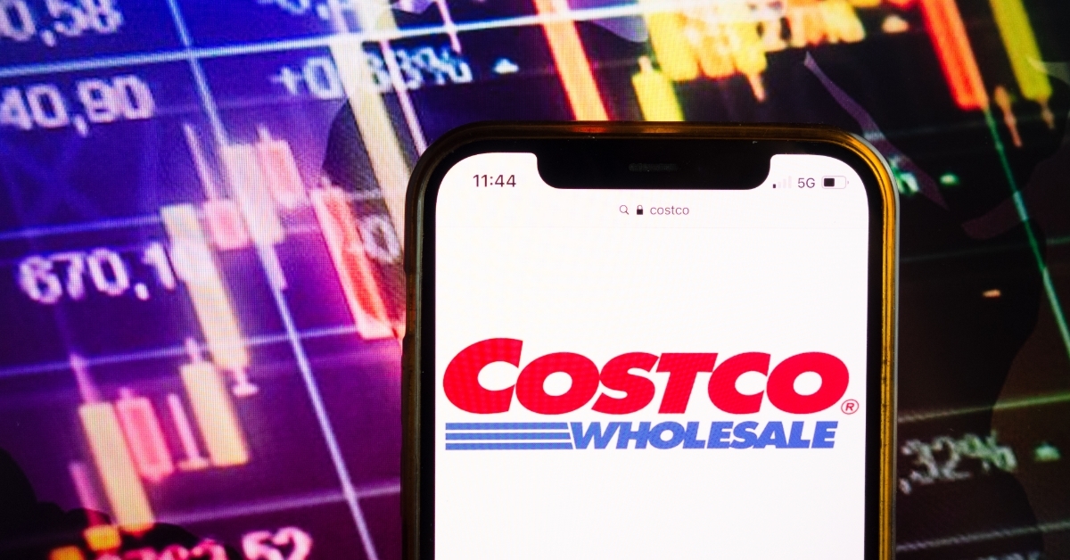 Smartphone displaying Costco Wholesale logo 