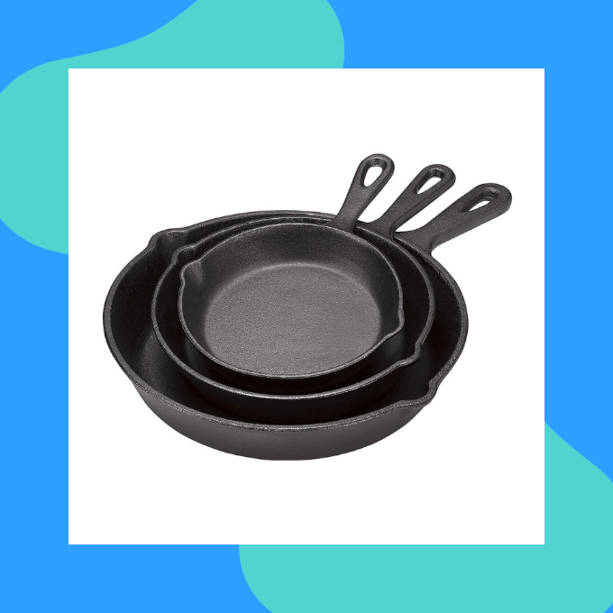 Cast iron fry pan set