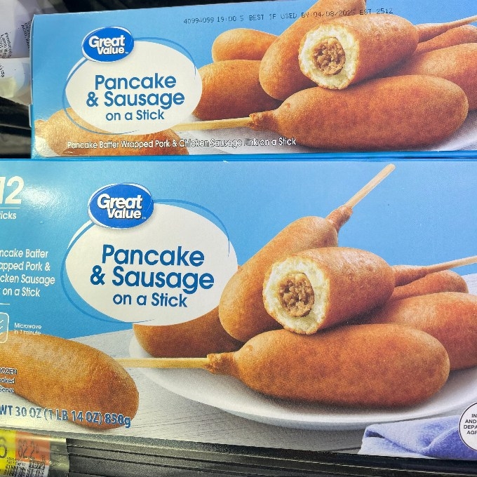 pancake and sausage on stick