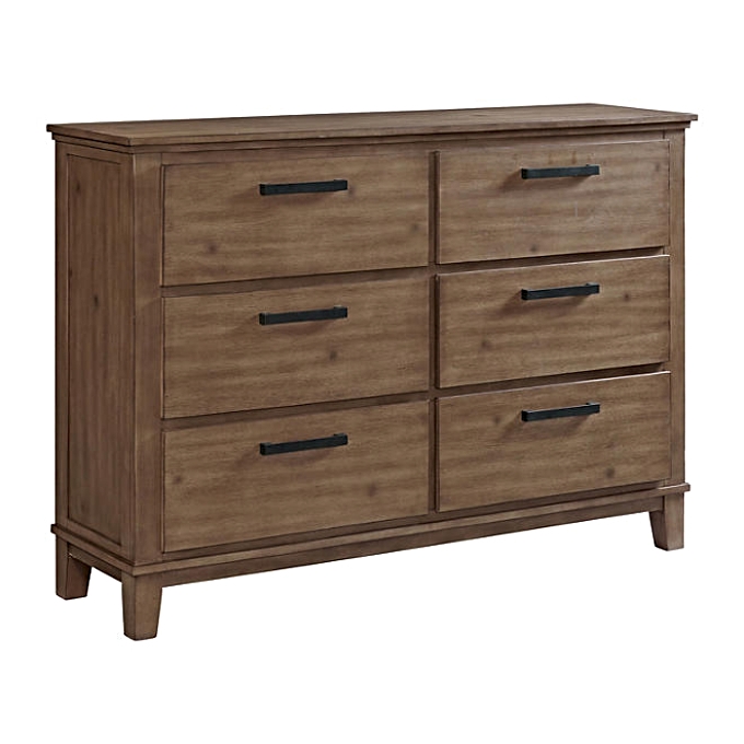 acacia and manufactured wood dresser