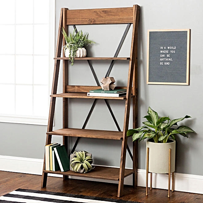 solid wood ladder bookshelf