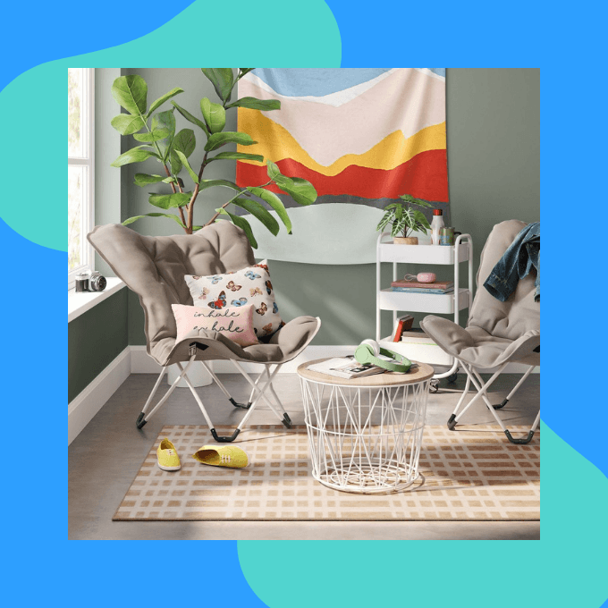 Tan checkered area rug