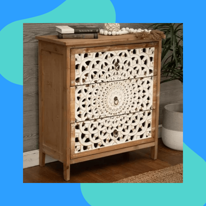 Floral wood cabinet