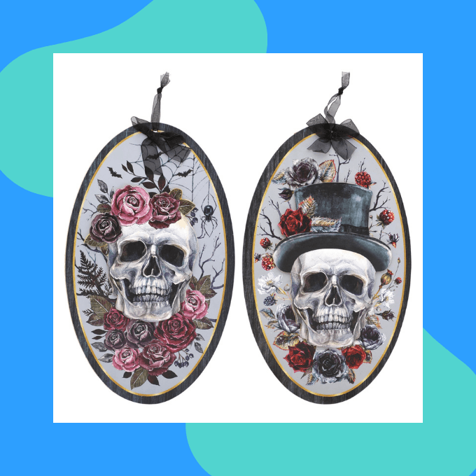 Floral skull wall hanging