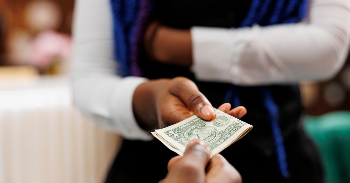 taking payment from customer
