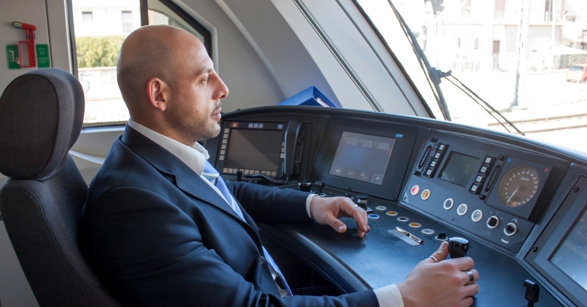 train driver in cabin
