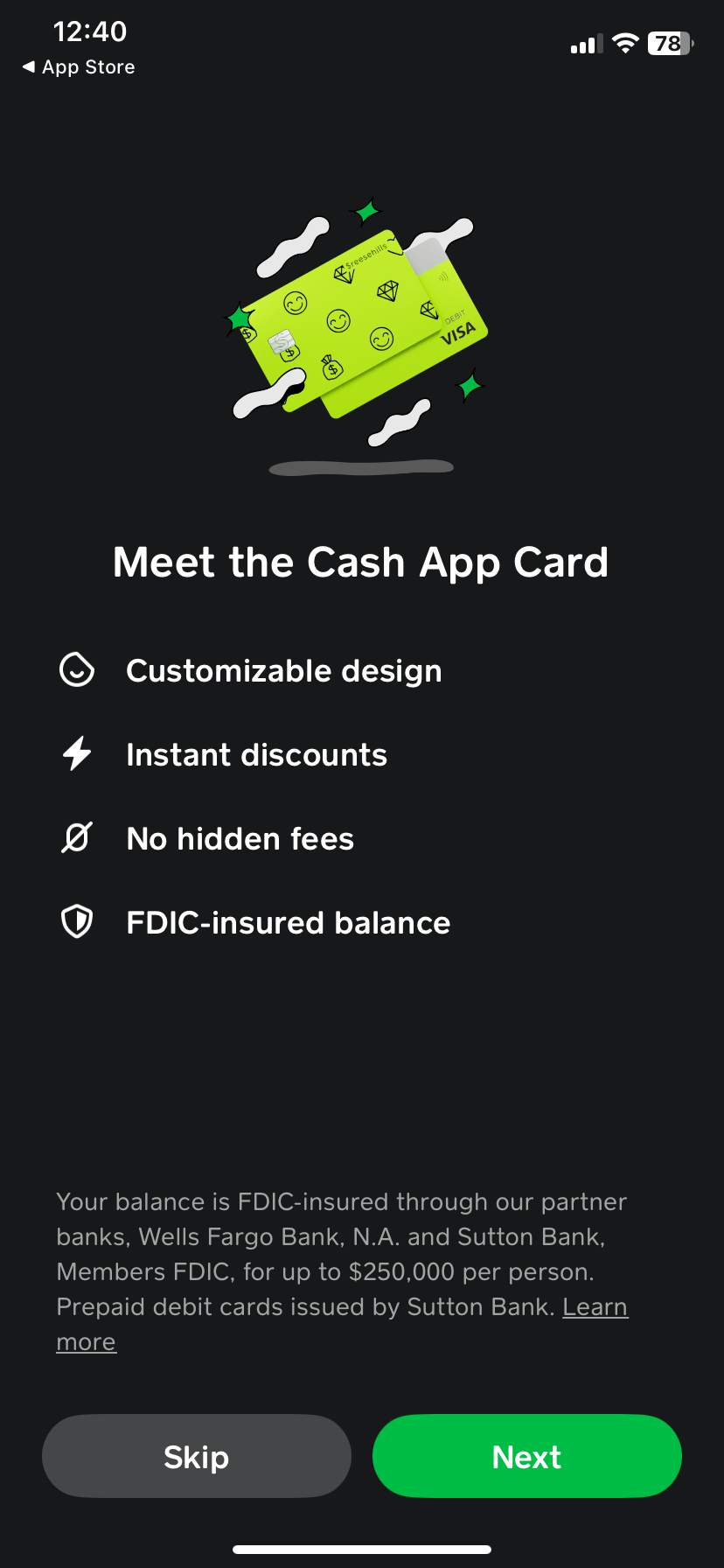 Meet the Cash App Card screen.