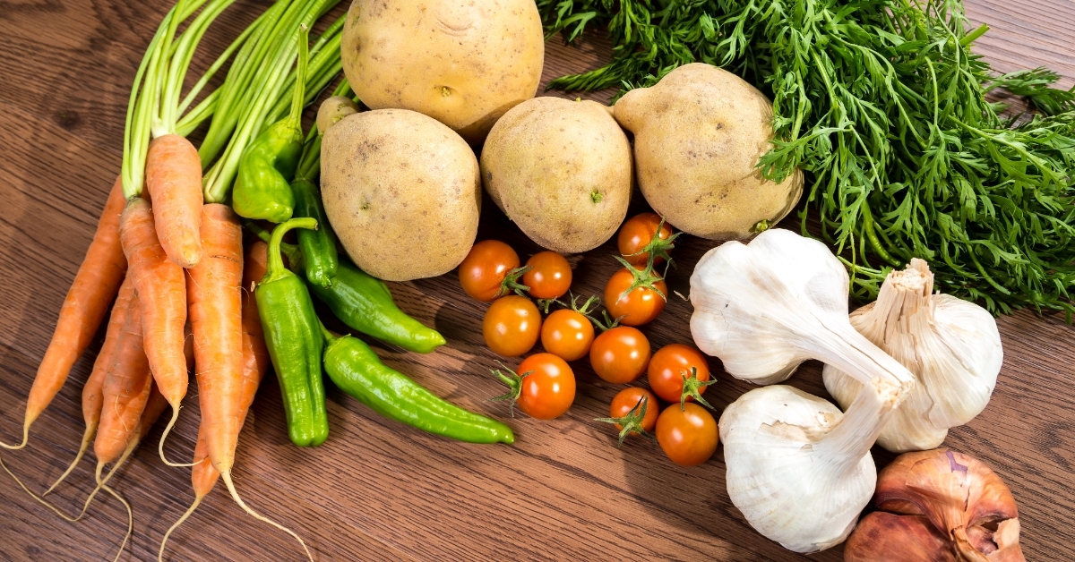 organic vegetables on wooden background
