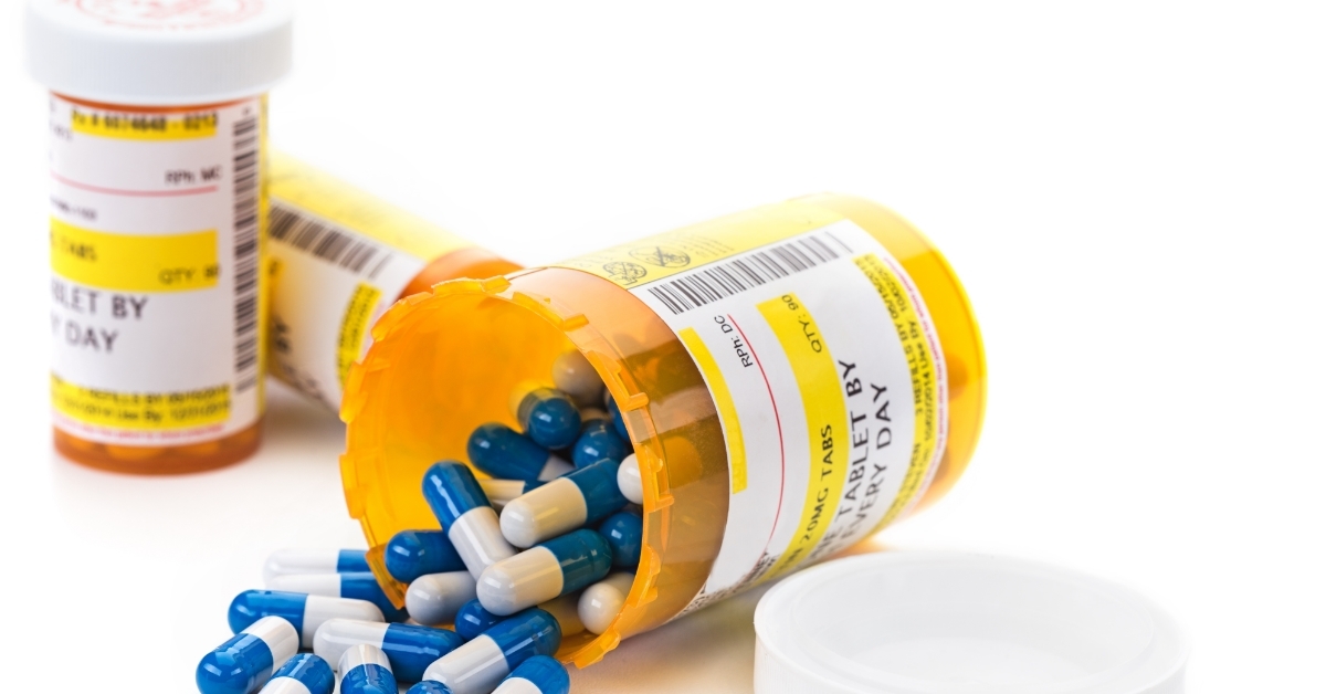 Prescription medication in pharmacy vials