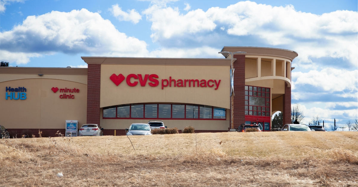 cvs pharmacy with grass lawn