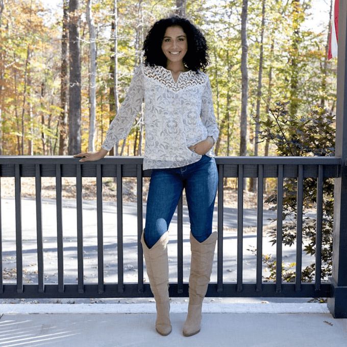 Chiffon Lace Yoke Top