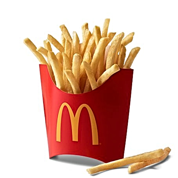 Medium fries on white background