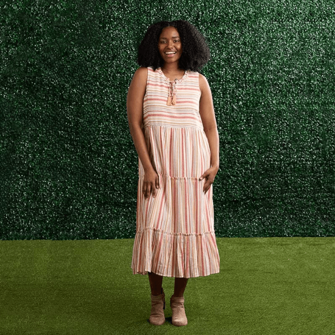 Stripe Tiered Sleeveless Dress