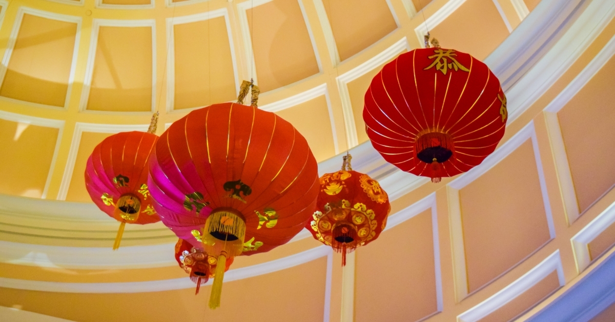 Chinese lanterns chandelier indoors