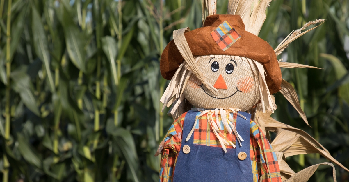 festive halloween scarecrow stand