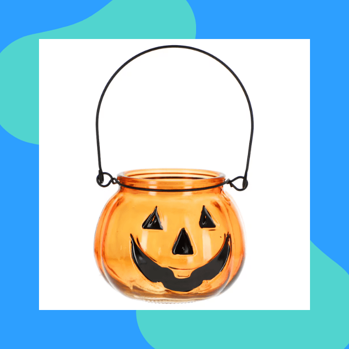 Halloween Pumpkin Glass Tea Light Candle Holder from Dollar Tree