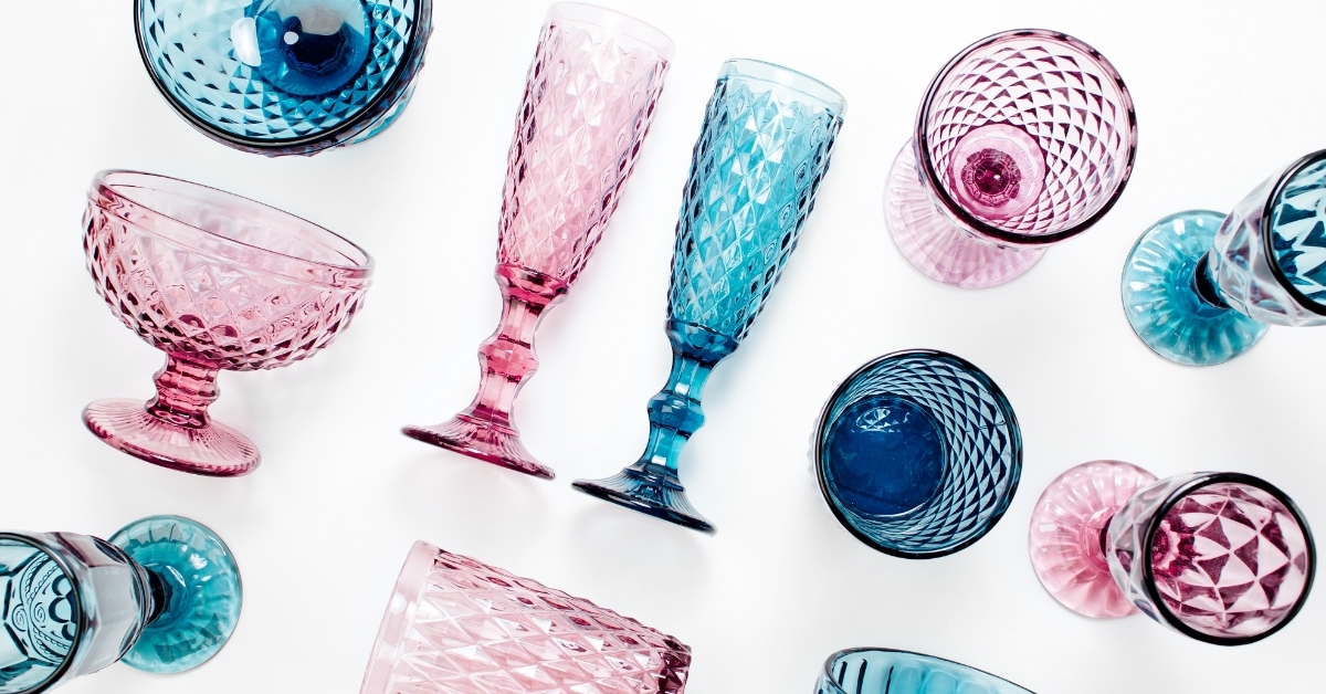 Colored Vintage Goblets on white background