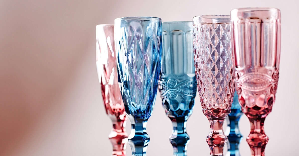 Embossed colored wine champagne drink glasses