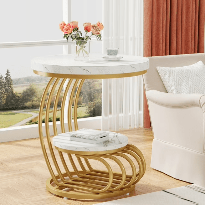 Gold Round End Table