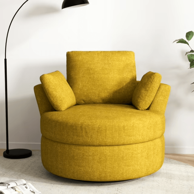 Upholstered Swivel Barrel Chair