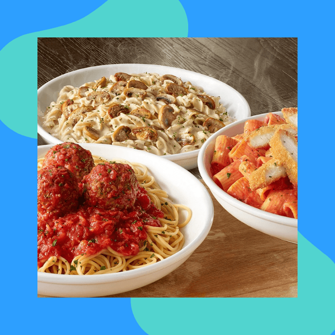 Pasta sauce options from Olive Garden