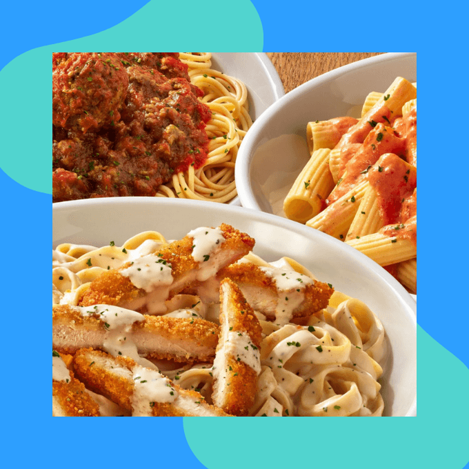 Pasta options at Olive Garden
