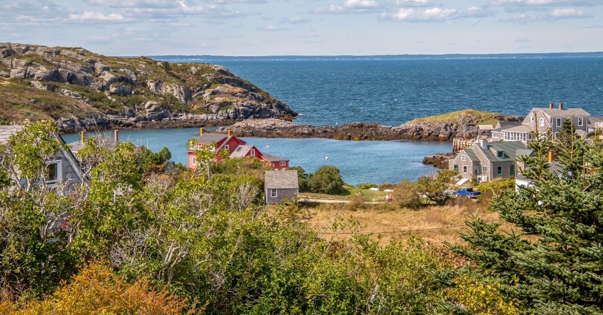 boats in the bay on monhegan island 