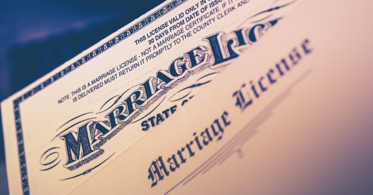 Marriage License papers
