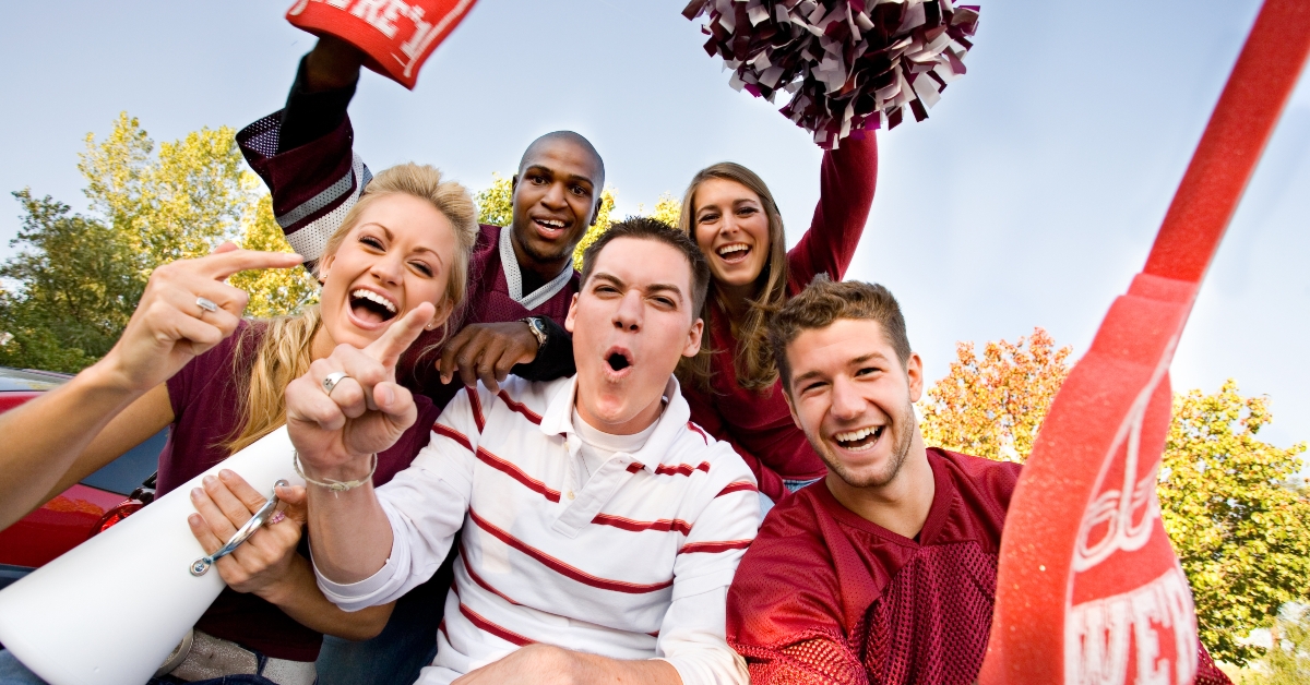 Excited Group Of College cheering