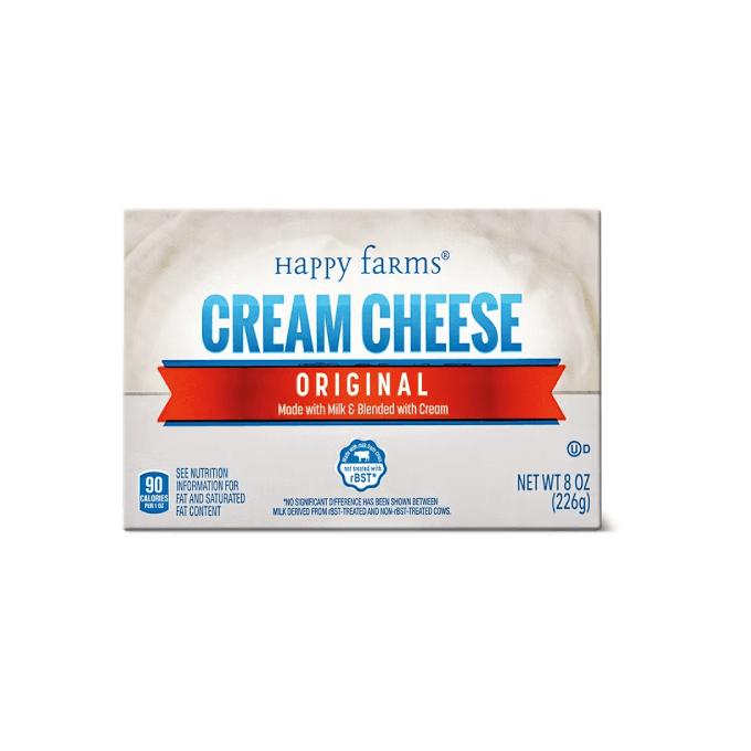 Box of Happy Farms cream cheese from Aldi