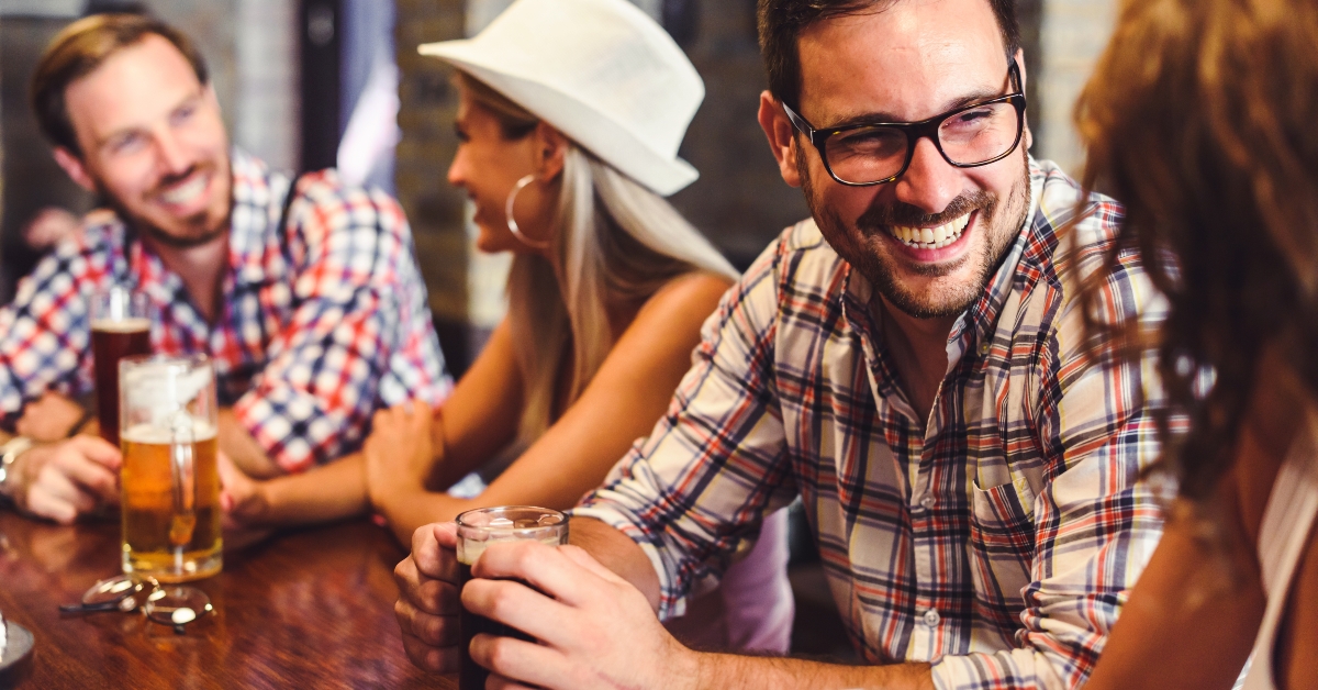 Drinking beer and laughing together