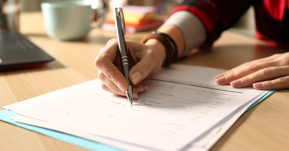 Student filling out form
