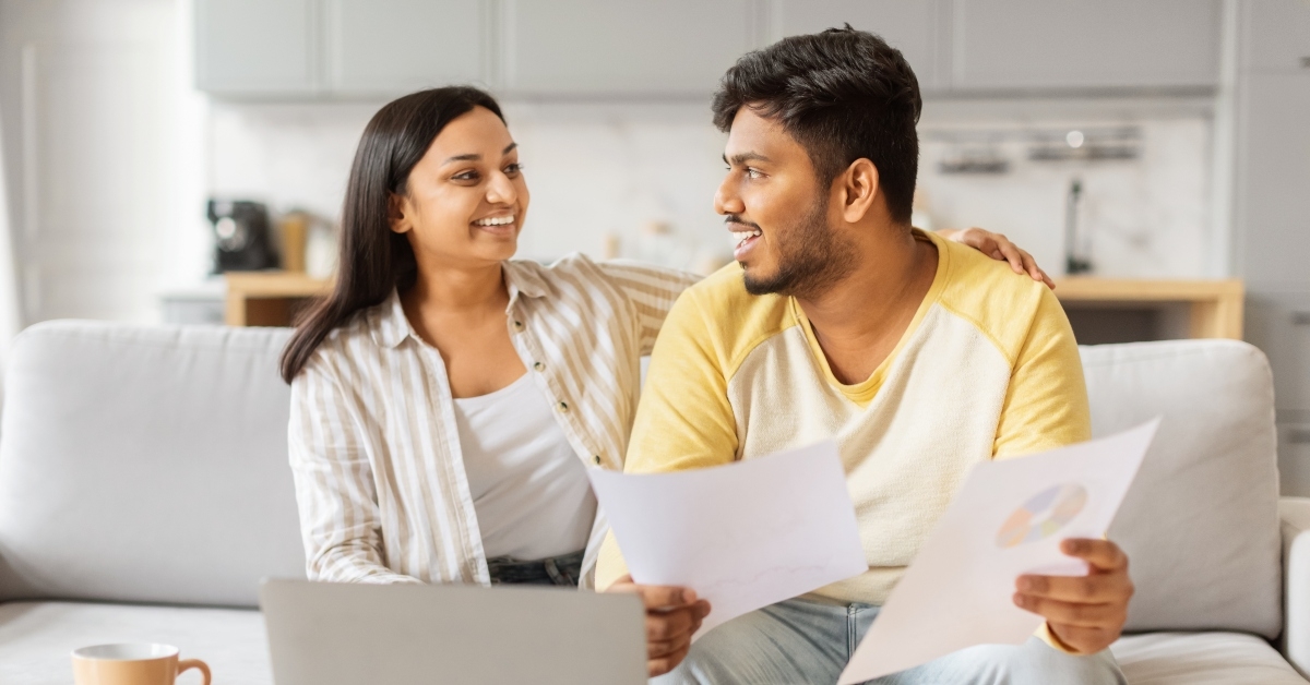 relaxed couple discussing 