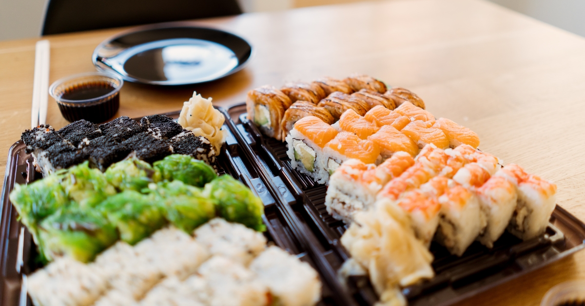 Mix of sushi rolls