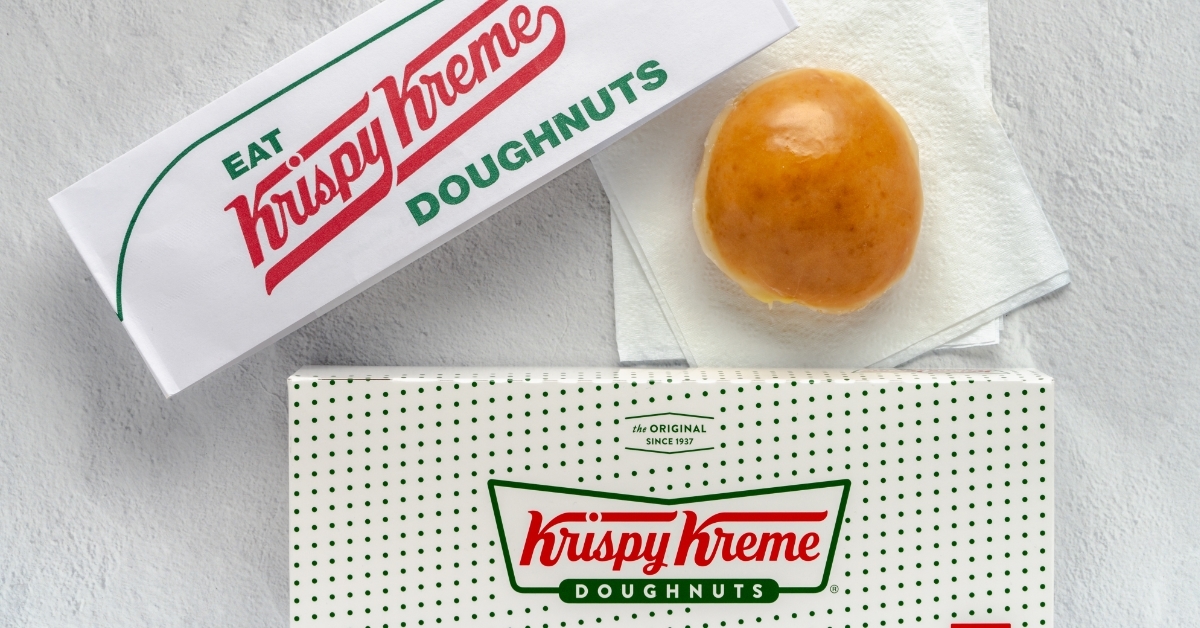 Krispy Kreme box hat with doughnut 