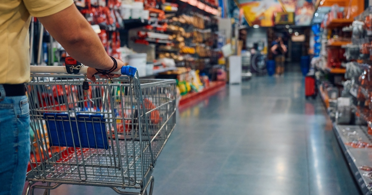 pushing a shopping cart