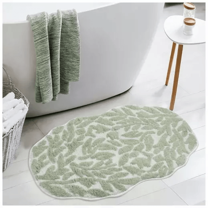 leaf sculpted bath rug