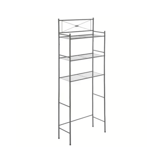three-tiered bathroom shelf
