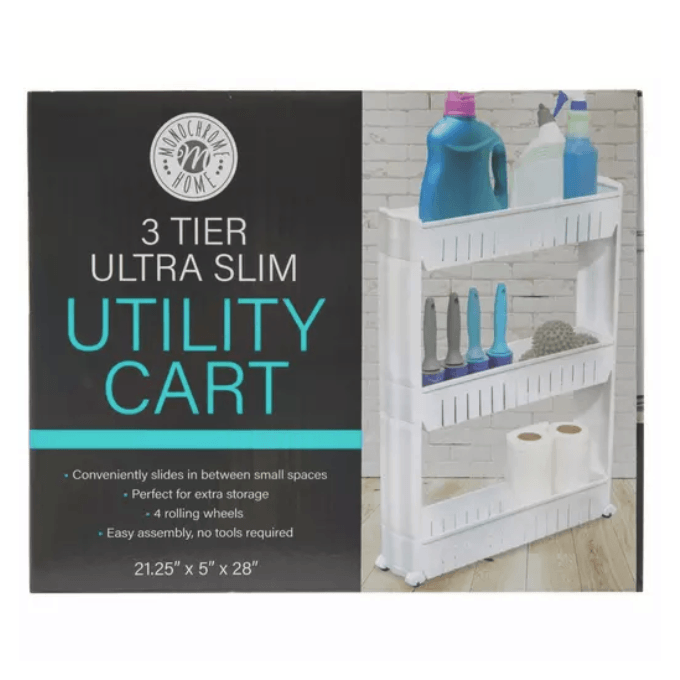 three-tiered ultra slim utility cart