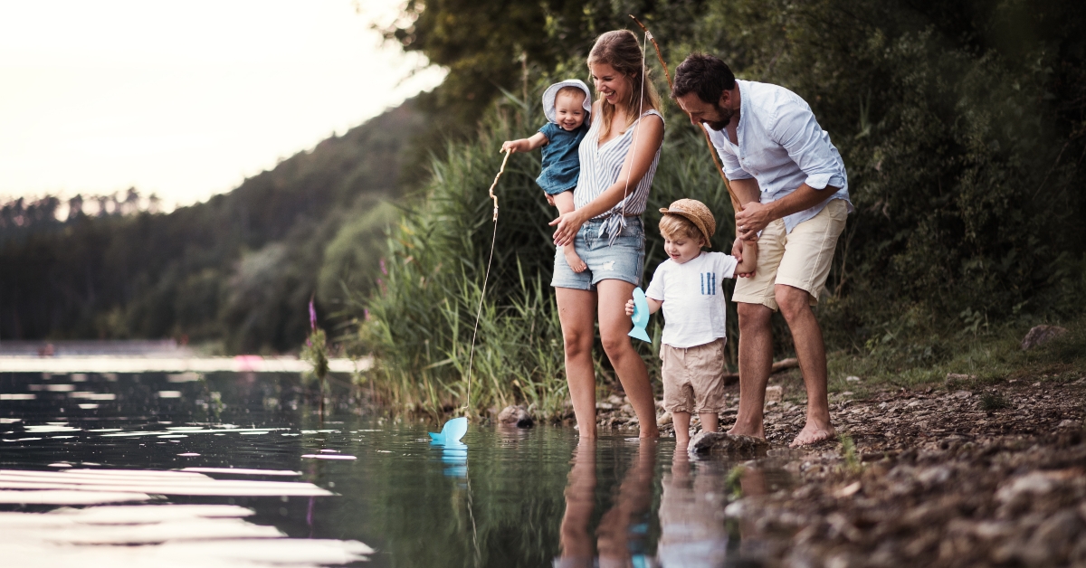 family by the river