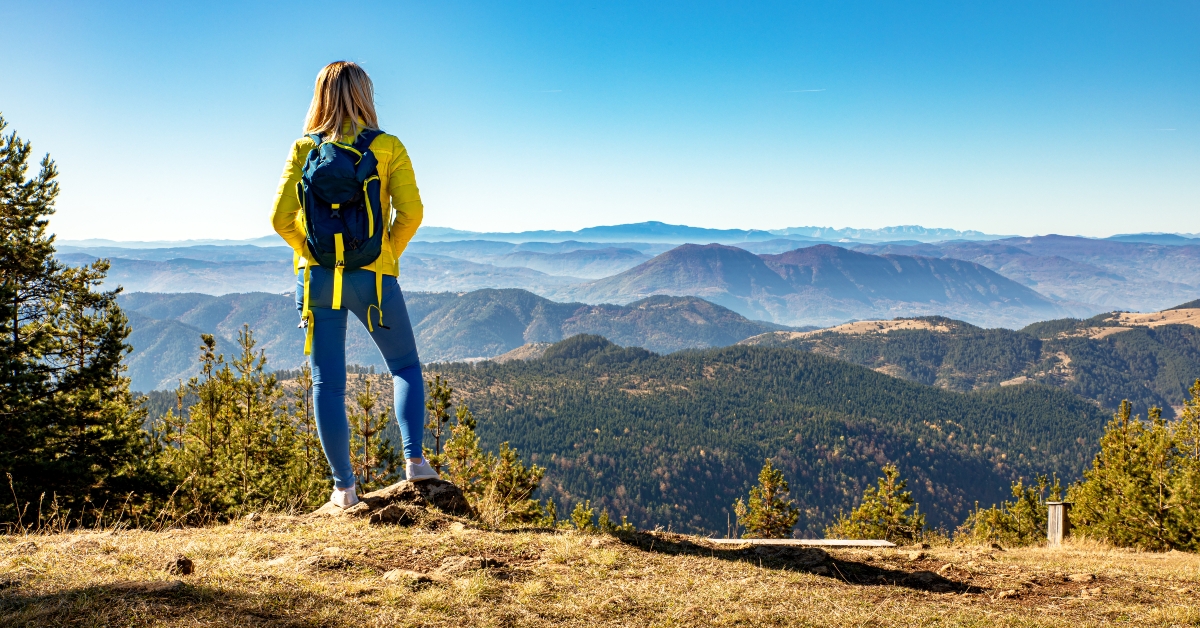  female hiker with backpack