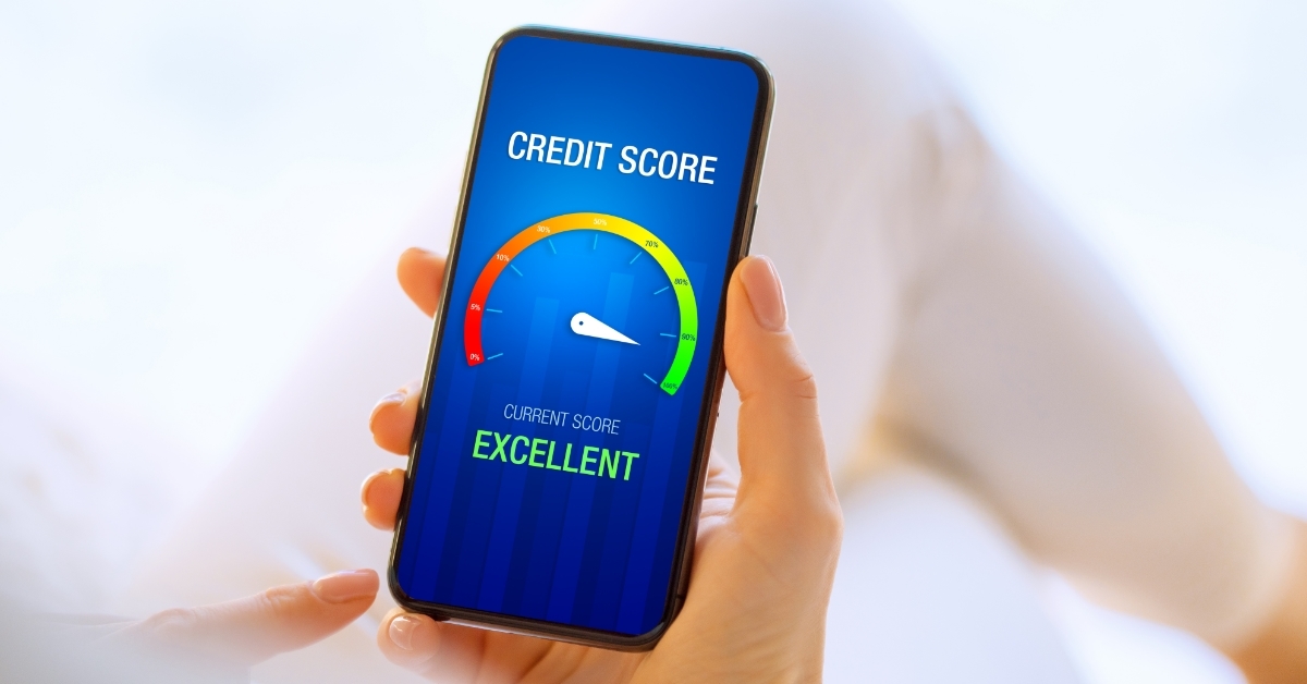 Woman checking credit score on mobile