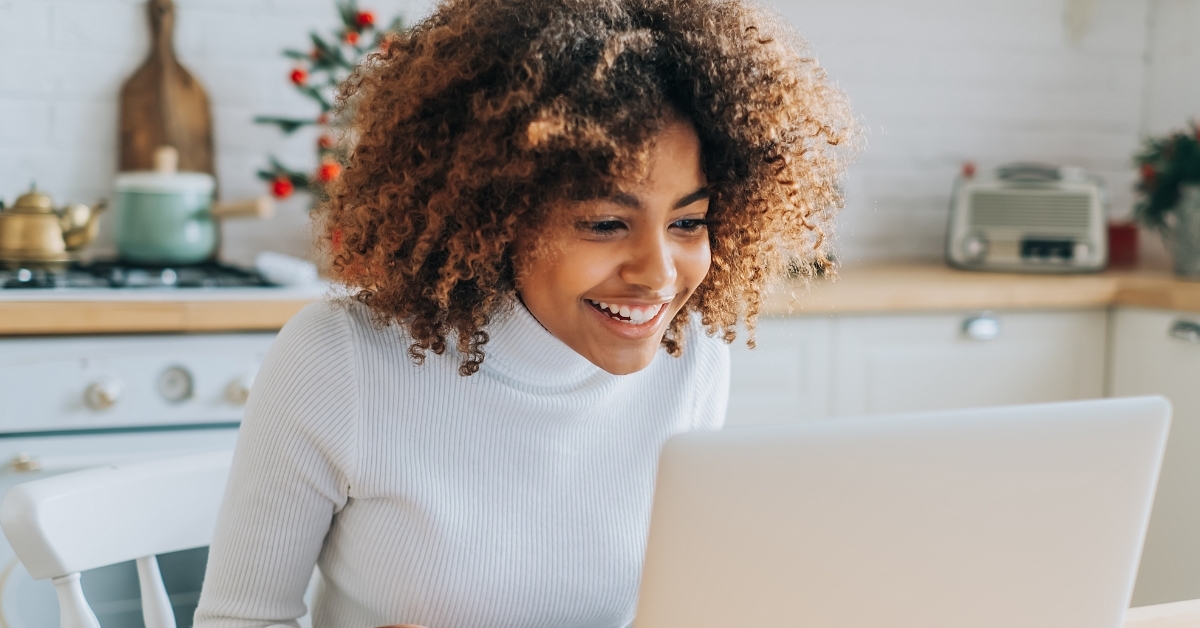african american woman enjoying online shopping