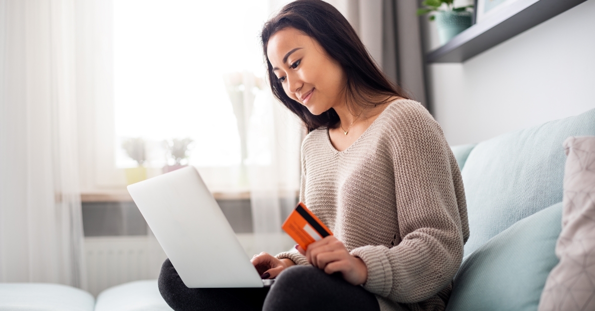 asian woman making online payment