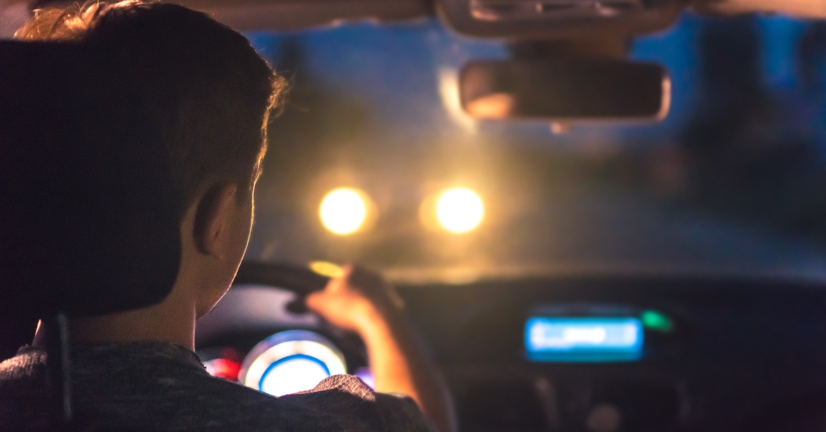 Man driving night time