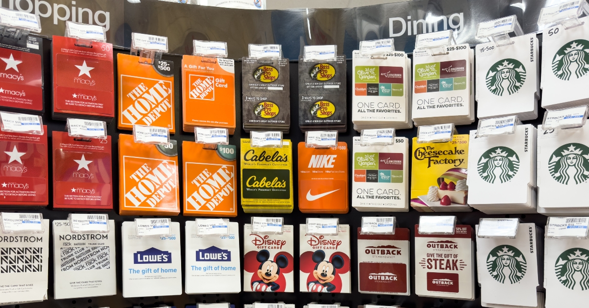 variety of gift cards