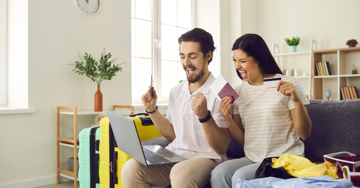 Couple getting ready for vacation