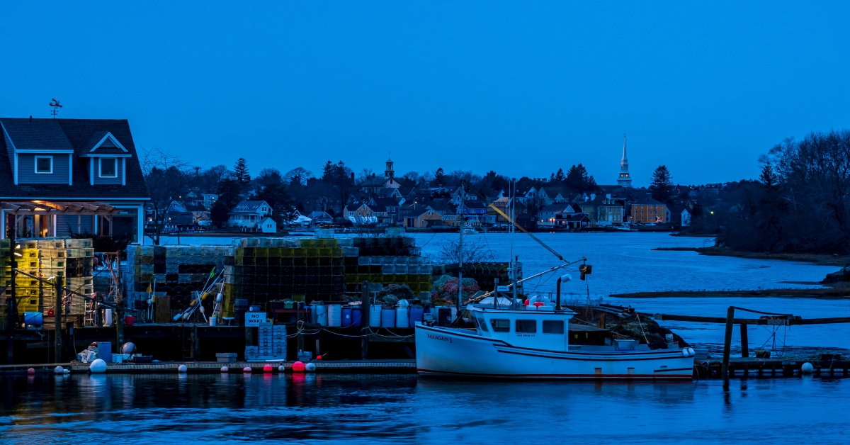 blue hour cityscape of portsmouth